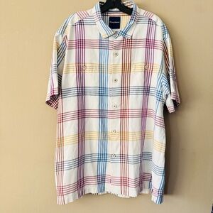 Tommy Bahama Silk Blend Multicolor Plaid Men's Shirt Size XXL